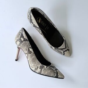 Oxitaly Snakeskin Embossed Pointed Toe Stiletto Pump Handmade in Italy 38